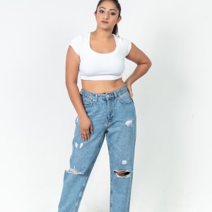 High-Waist Ripped Mom Jean