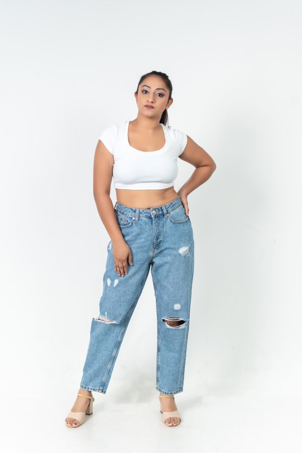 High-Waist Ripped Mom Jean
