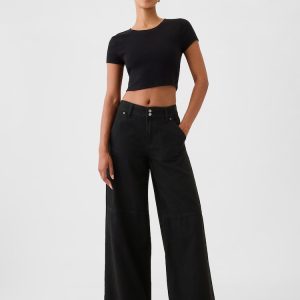 High-Rise Black Wide-Leg Jeans