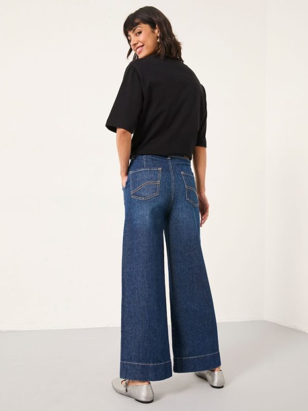 High-Waisted Wide Leg Jeans – Dark Blue