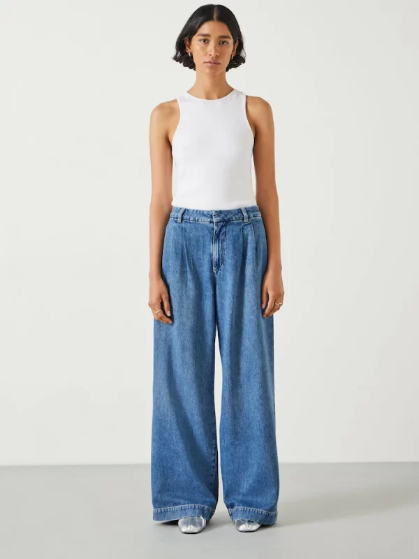 High Waisted Baggy Wide Leg Jeans-Ligh Blue